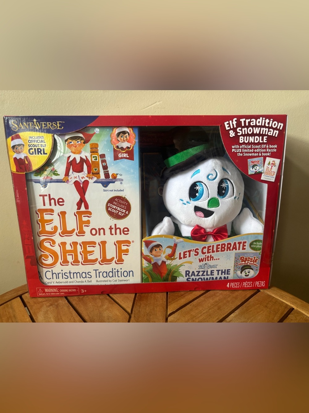 NWT Girl Elf on the Shelf Razzle the Snowman Plush & 2 Books